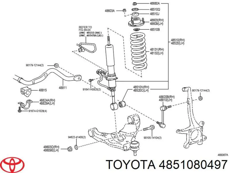 Стойка амортизатора передняя Toyota 4851080497 ціна, від 113.78 USD