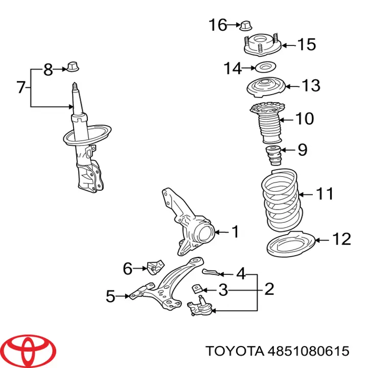 4851080615 Toyota Амортизатор передньої підвіски