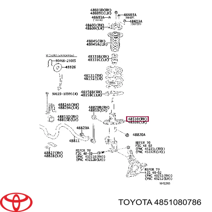 4851080803 Toyota амортизатор передній, правий
