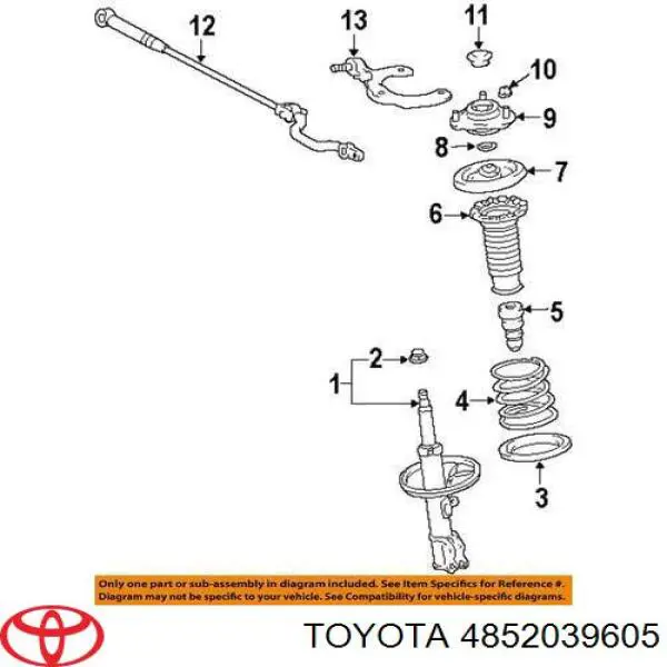 Амортизатор передньої підвіски, лівий Toyota 4852039605 ціна, від 43.18 USD