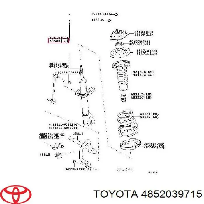 Амортизатор передньої підвіски, лівий Toyota 4852039715 ціна, від 54.22 USD