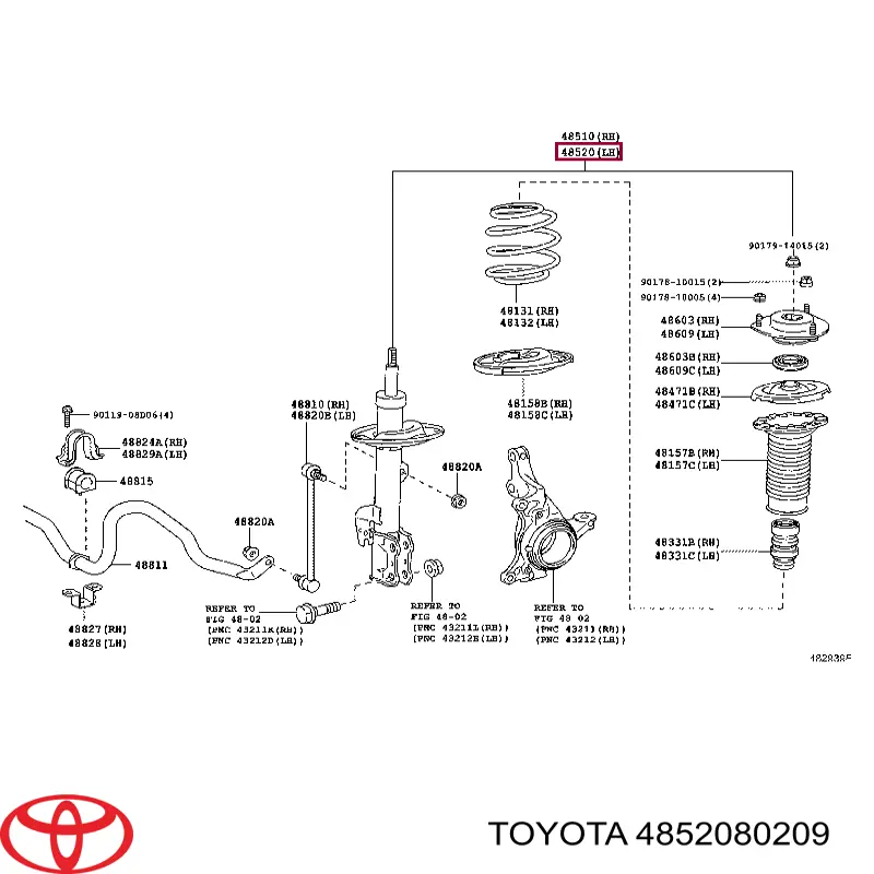 Амортизатор передньої підвіски, лівий Toyota 4852080209 ціна, від 46.51 USD
