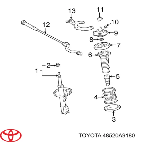 Амортизатор передньої підвіски, лівий Toyota 48520AB031 ціна, від 51.97 USD