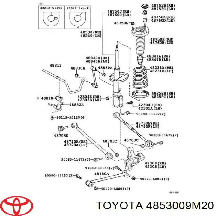 Амортизатор задній, правий Toyota 4853009M20 ціна, від 56.24 USD