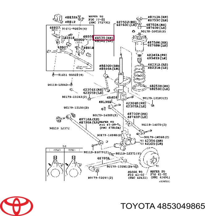 4853049865 Toyota Амортизатор задній, правий