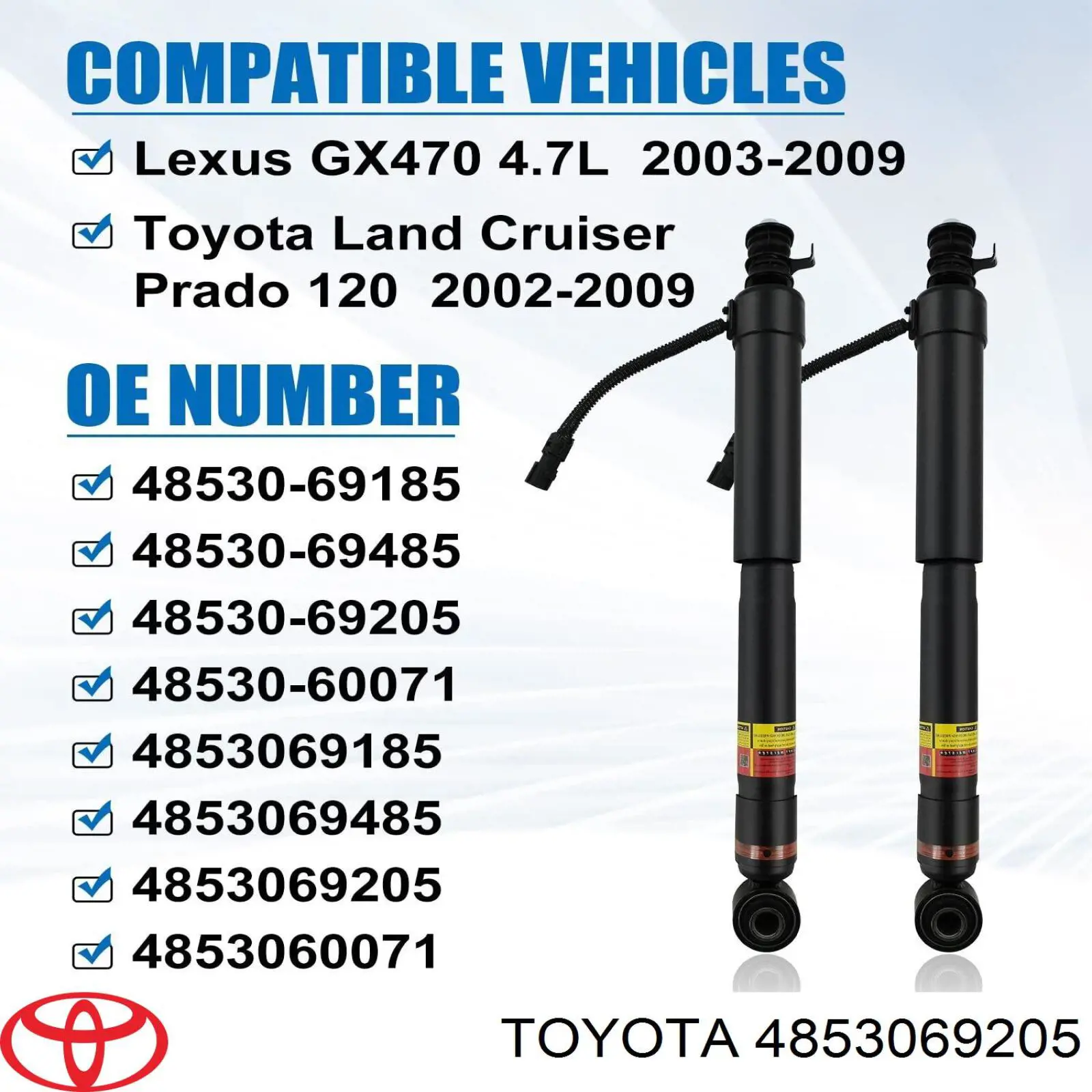 Амортизатор задній Toyota 4853069205 ціна, від 147.09 USD