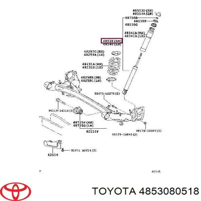 Амортизатор задній 4853080518 Toyota