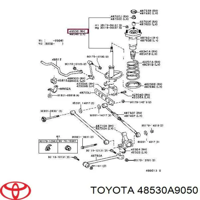 Амортизатор задній, правий 48530A9050 Toyota