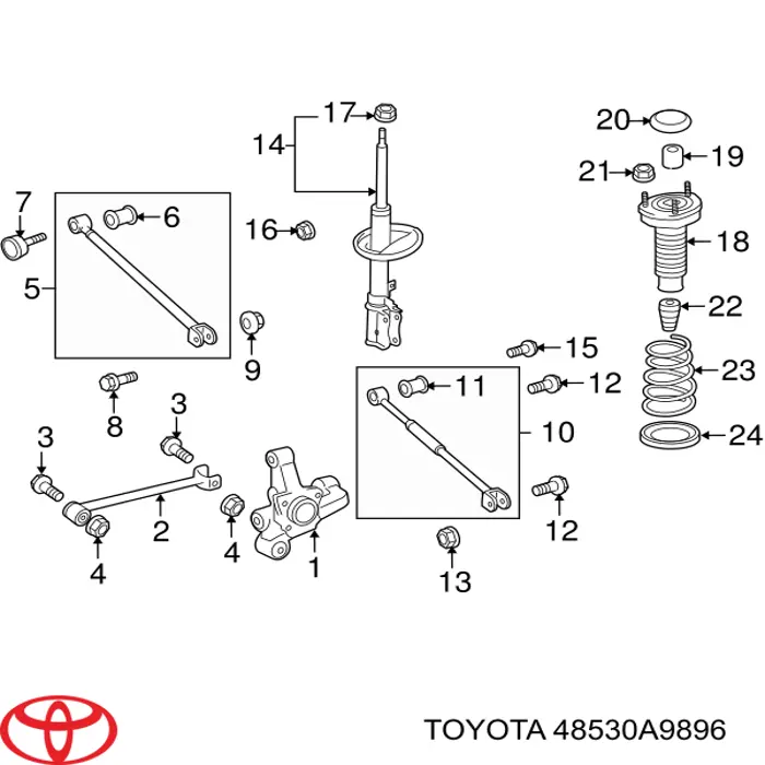 Амортизатор задній, правий 48530A9896 Toyota