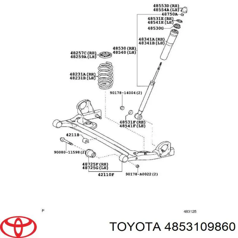Амортизатор задній Toyota 4853109880 ціна, від 55.53 USD