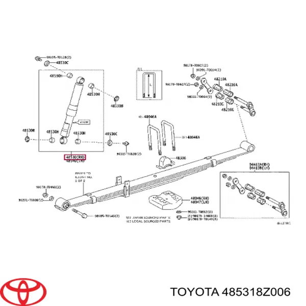 Амортизатор задній, правий Toyota 485318Z006 ціна, від 73.99 USD