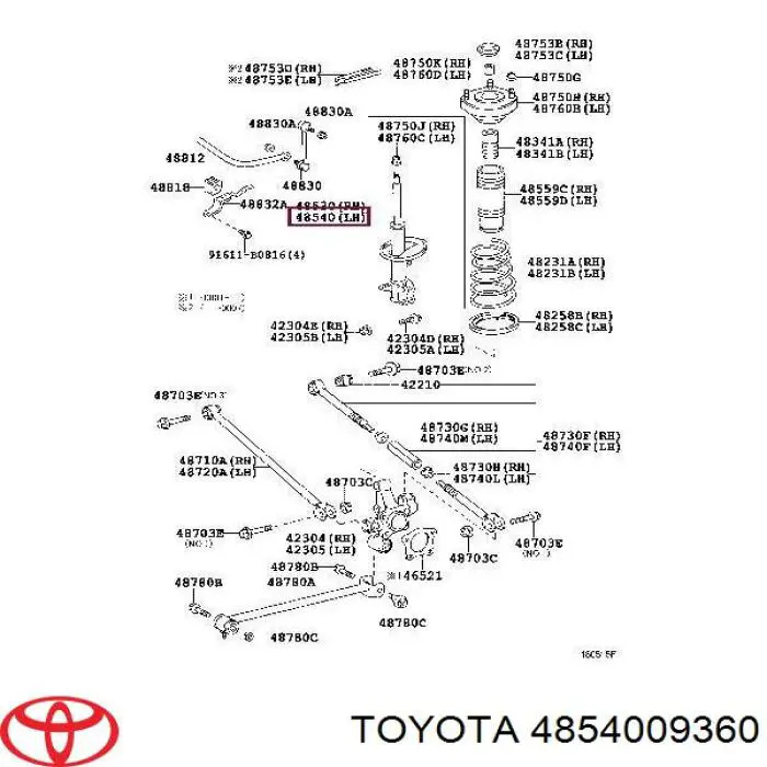 Амортизатор задній, лівий 4854009360 Toyota