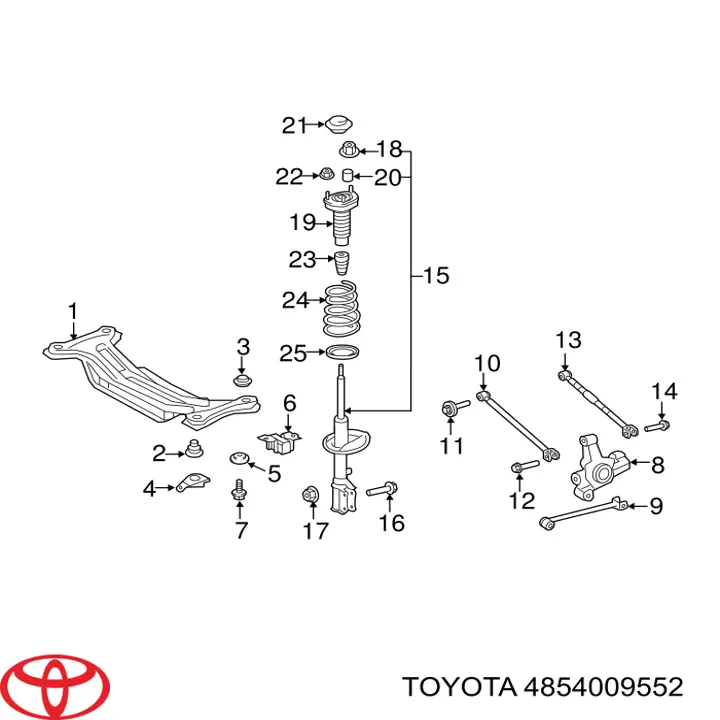 4854009552 Toyota Амортизатор задній, лівий