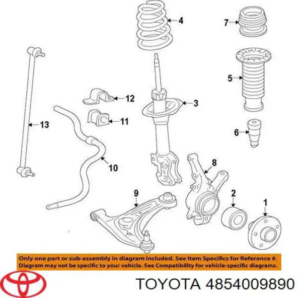 Амортизатор задній, лівий 4854009890 Toyota