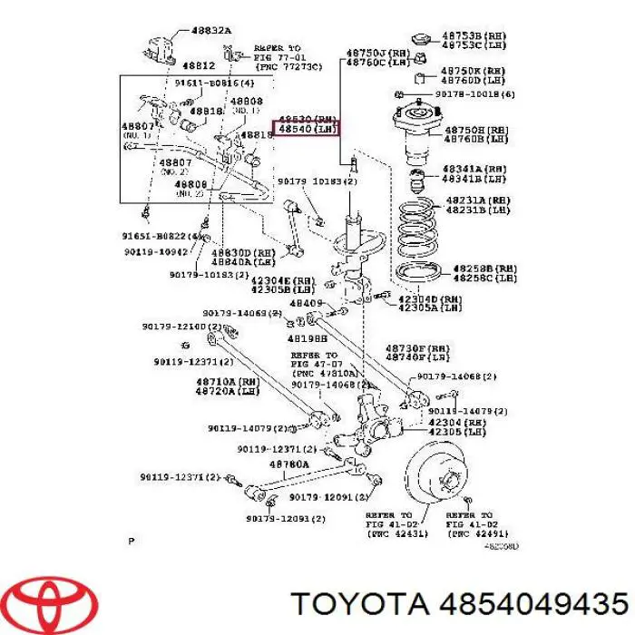 4854049435 Toyota амортизатор задній, лівий