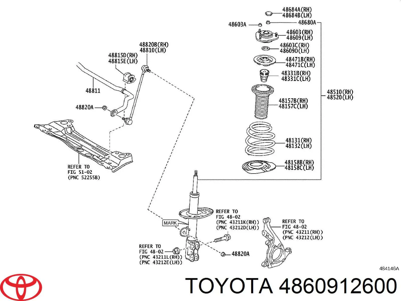 4860912600 Toyota Кріплення переднього амортизатора