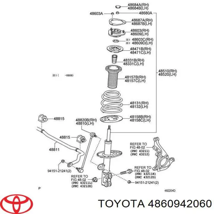 Опора амортизатора переднього 4860942060 Toyota