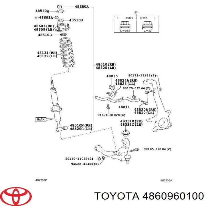 4860960100 Toyota опора амортизатора переднього