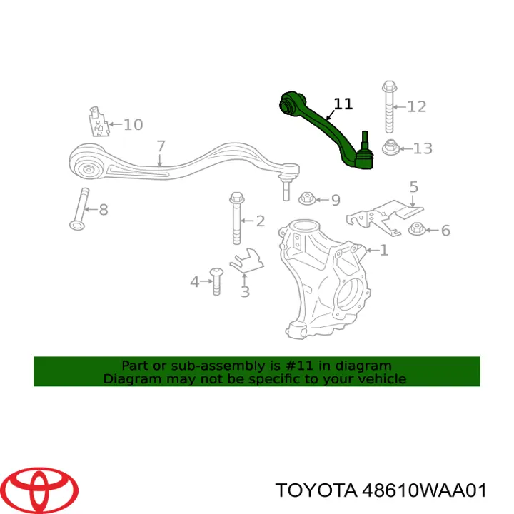 Важіль передньої підвіски нижній, правий Toyota 48610WAA01 ціна, від 202.70 USD