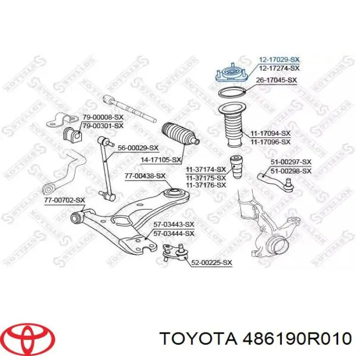 Підшипник опорний амортизатора, переднього Toyota 486190R010 ціна, від 15.22 USD