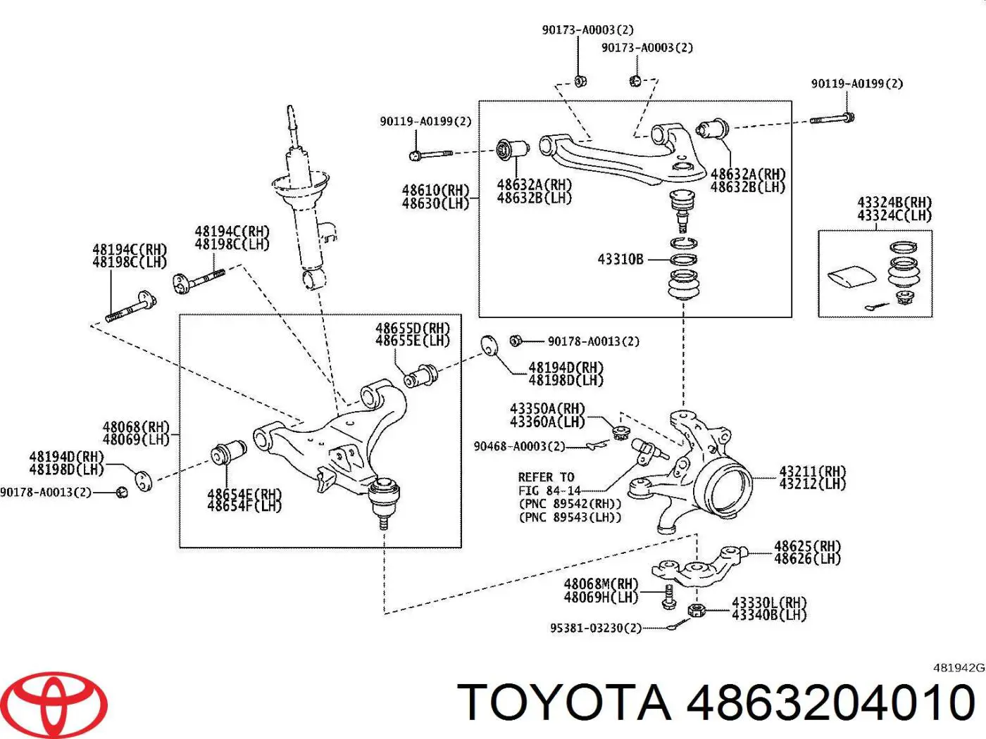 4863204010 Toyota Сайлентблок переднього верхнього важеля