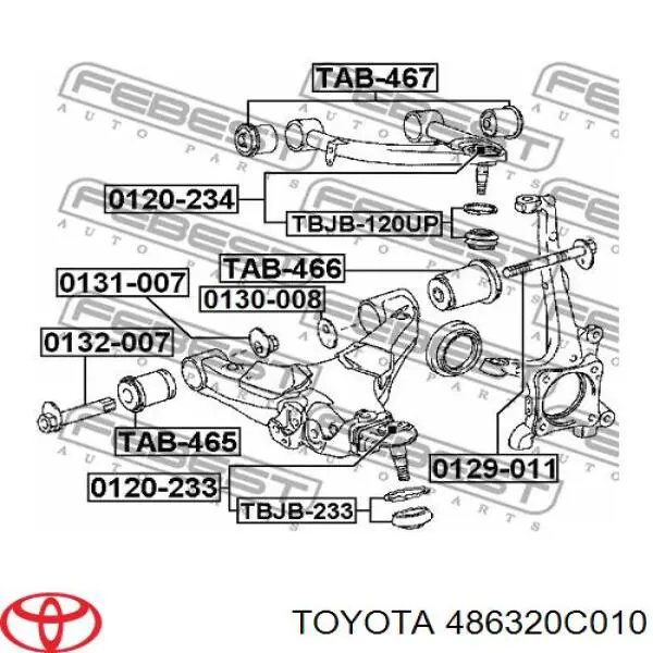 Сайлентблок переднього верхнього важеля Toyota 486320C010 ціна, від 23.79 USD