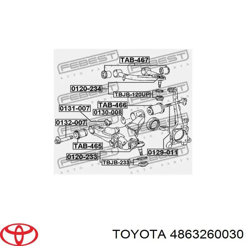 Купити 4863260030 Toyota Сайлентблок переднього верхнього важеля