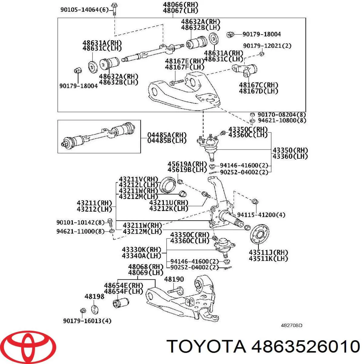 4863526010 Toyota сайлентблок переднього нижнього важеля