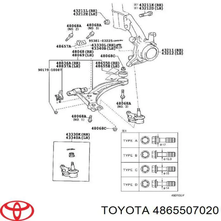 4865507020 Toyota сайлентблок переднього нижнього важеля