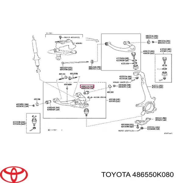 Сайлентблок переднього нижнього важеля 486550K080 Toyota