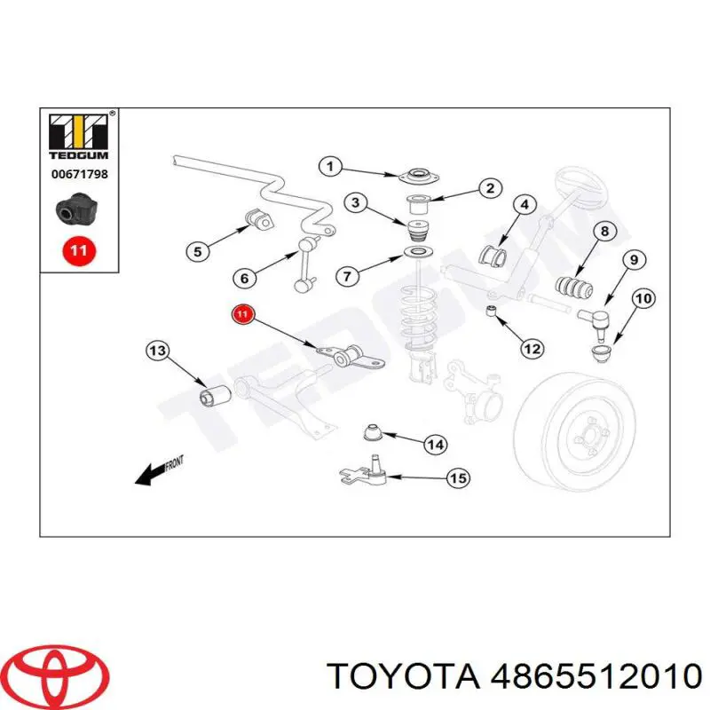 Сайлентблок нижнього важеля передньої підвіски Toyota 4865512010 ціна, від 4.85 USD