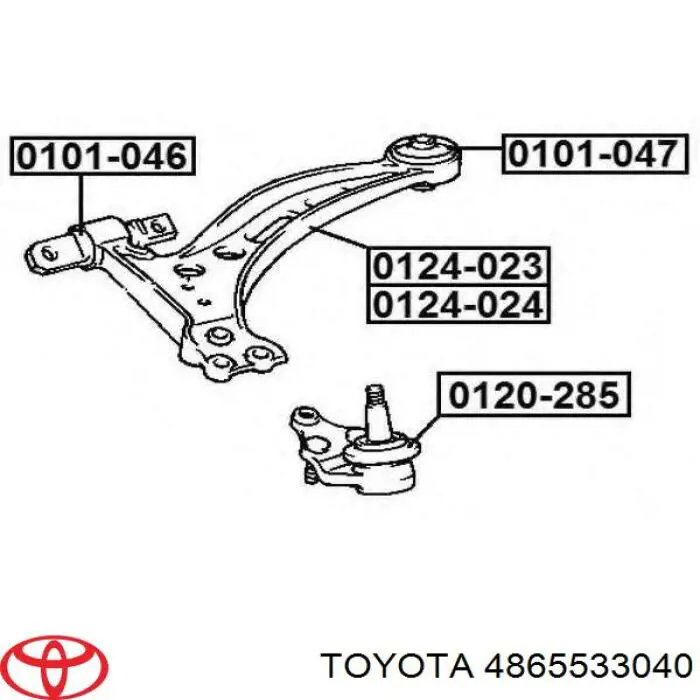 4865533040 Toyota Сайлентблок переднього нижнього важеля