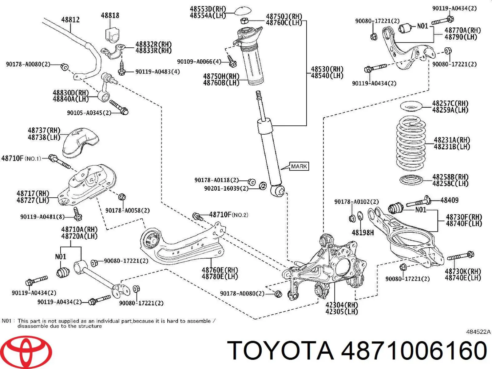 Важіль задньої підвіски поперечний Toyota 4871006160 ціна, від 31.67 USD