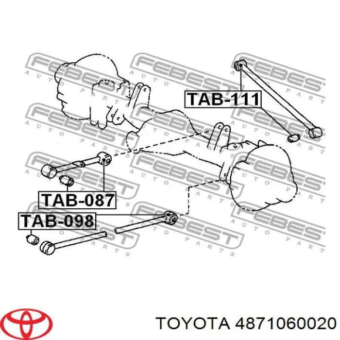 4871060020 Toyota важіль/тяга задньої підвіски подовжній верхній, лівий/правий