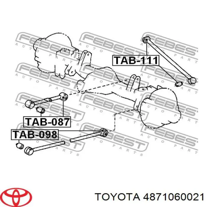 4871060021 Toyota важіль/тяга задньої підвіски подовжній верхній, лівий/правий