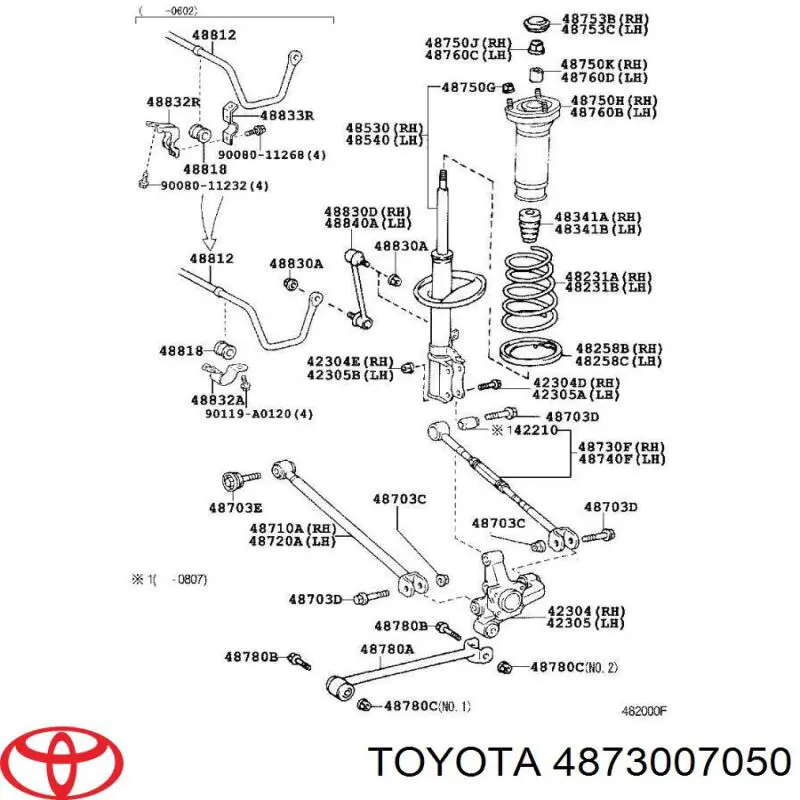 Поперечна тяга задньої підвіски Toyota 4873007050 ціна, від 25.51 USD