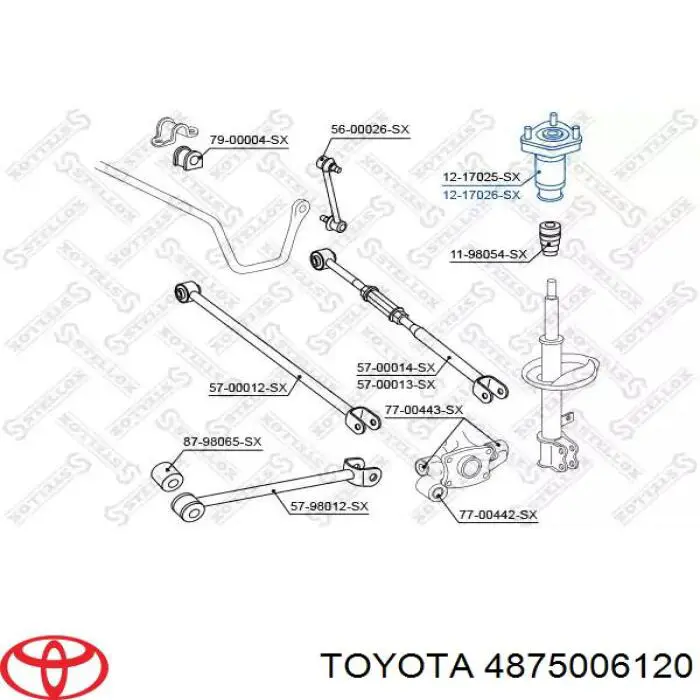 4875006120 Toyota Опора амортизатора заднього, правого