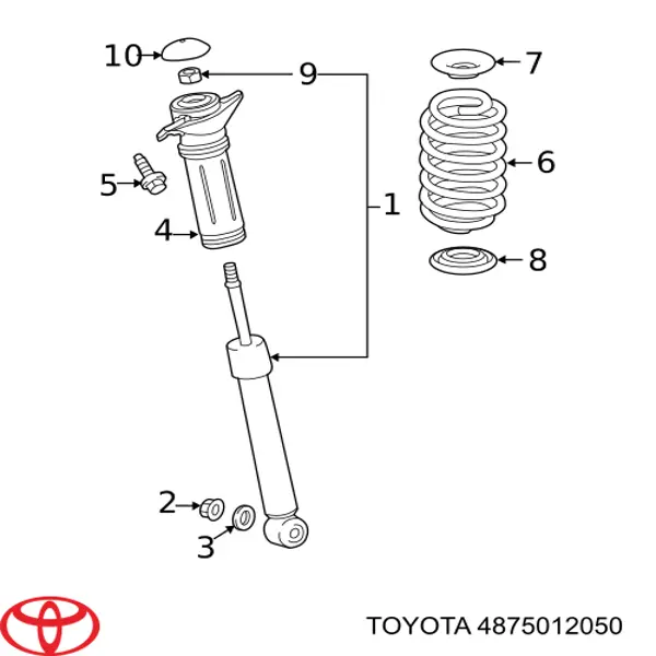 4875012050 Toyota Подушка амортизатора заднього, лівого