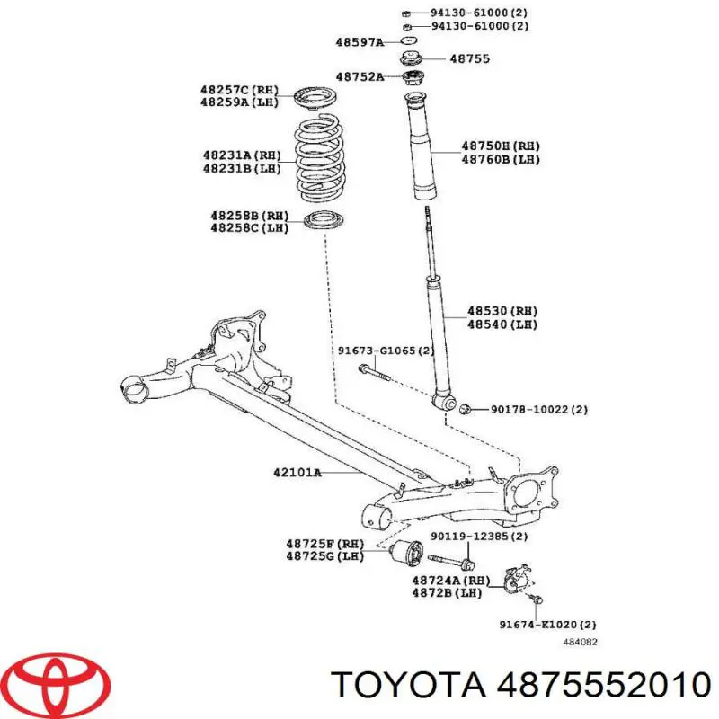 4875552010 Toyota опора амортизатора заднього