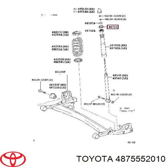 Купити 4875552010 Toyota Опора амортизатора заднього