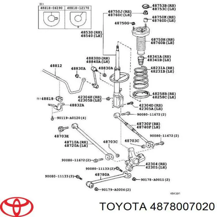 Тяга поздовжня задньої підвіски 4878007020 Toyota