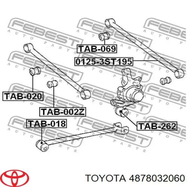 4878032060 Toyota важіль/тяга задньої підвіски подовжній нижній, лівий/правий