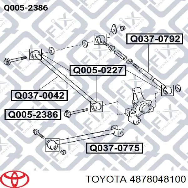 BS298 Japan Parts Важіль/тяга задньої підвіски подовжній нижній, лівий/правий