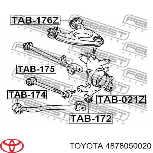 4878050020 Toyota Важіль/тяга задньої підвіски подовжній нижній, лівий/правий