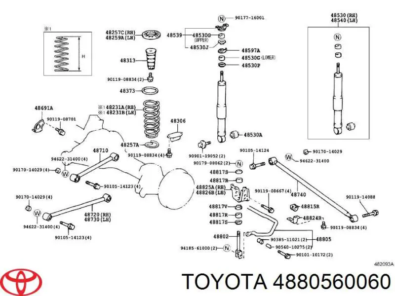 Стабілізатор задньої осі Toyota 4880560060 ціна, від 126.69 USD