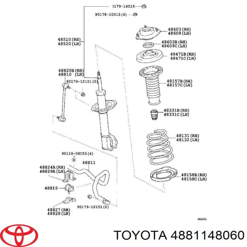 Стабілізатор передній стійкості Toyota 4881148060 ціна, від 33.86 USD
