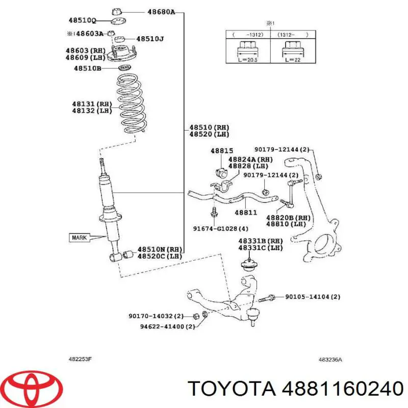 Стабілізатор передній стійкості Toyota 4881160240 ціна, від 154.64 USD