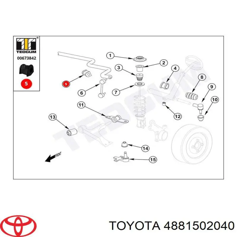 Купити 4881502040 Toyota Подушка стабілізатора передня