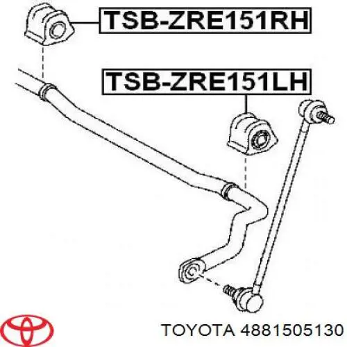 Втулка стабілізатора переднього, ліва 4881505130 Toyota