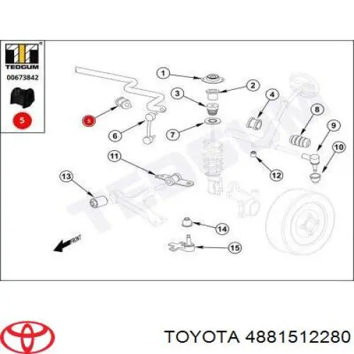 Втулка переднього стабілізатора 4881512280 Toyota